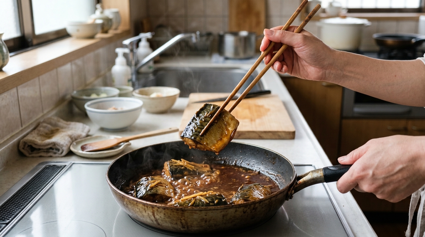 鯖の味噌煮がパサパサする原因のイメージ