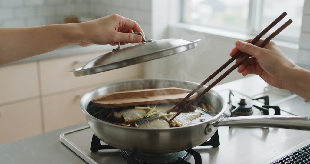 煮魚を煮る時間の目安を表すイメージ画像